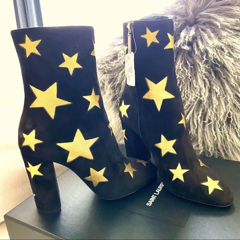 YSL lou 100 star wax suede bootie